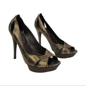 BCBGMaxAzria Stilleto Snake Print Leather Shoes 9